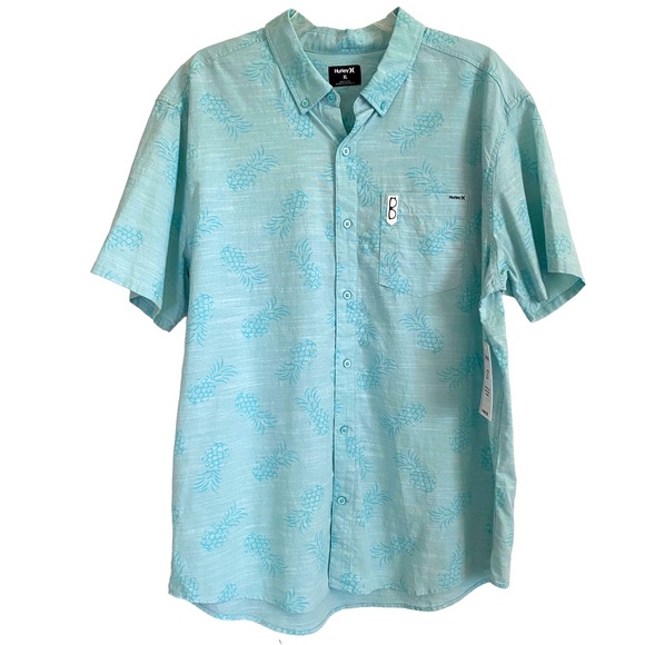 Hurley Other - Hurley One and Only stretch print button down collared shirt XL aura green NWT